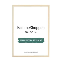 Birketræsramme, refleksfri, smal - 20 x 30 cm - Type 810