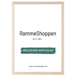 Birketræsramme, refleksfri, smal, 40 x 80 cm - Type 810