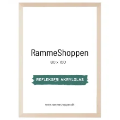 Birketræsramme, refleksfri, smal, 80 x 100 cm - Type 811