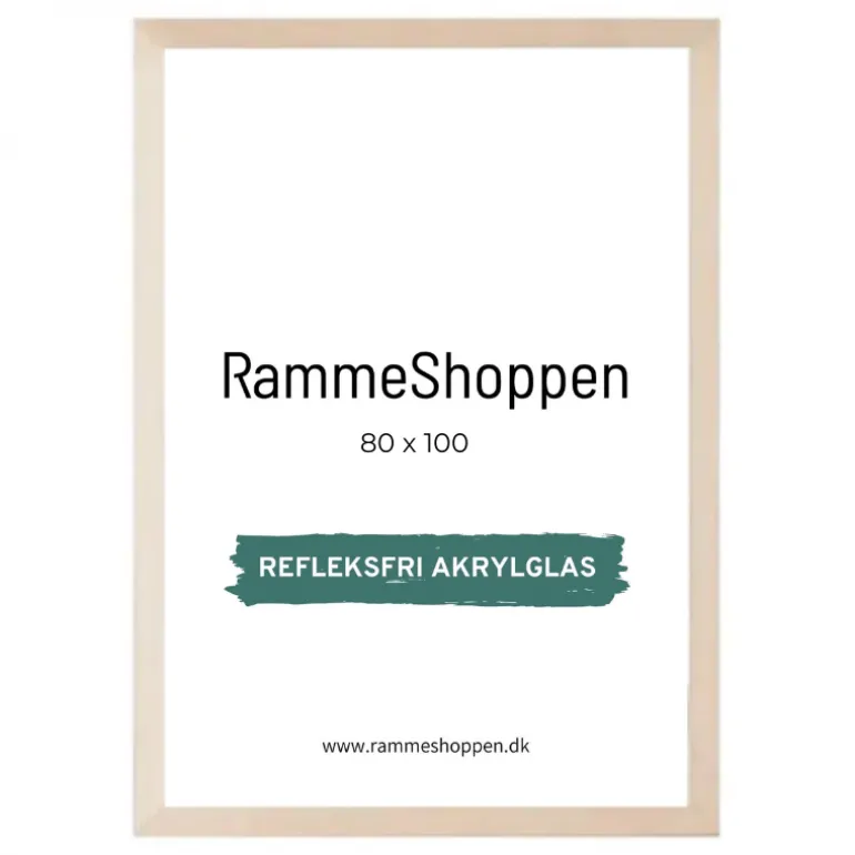 Birketræsramme, refleksfri, smal, 80 x 100 cm - Type 811