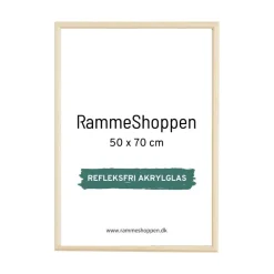 Birketræsramme, refleksfri, smal - 50 x 70 cm - Type 810