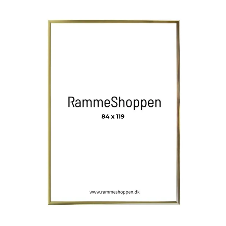 Guldramme, aluminium, blank, smal, 84 x 119 cm, A0, Type 9012