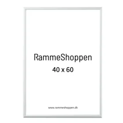 Hvid aluramme, blank, smal, Type 9006