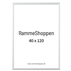 Hvid aluramme, blank, smal, 40 x 120 cm, Type 9006