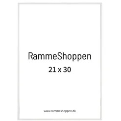 Hvid aluramme, blank, smal, 21 x 30 cm, A4, Type 9006