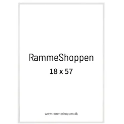 Hvid aluramme, blank, smal, 18 x 57 cm, Type 9006