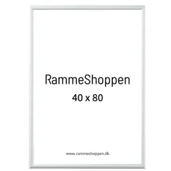 Hvid aluramme, blank, smal, 40 x 80 cm, Type 9006