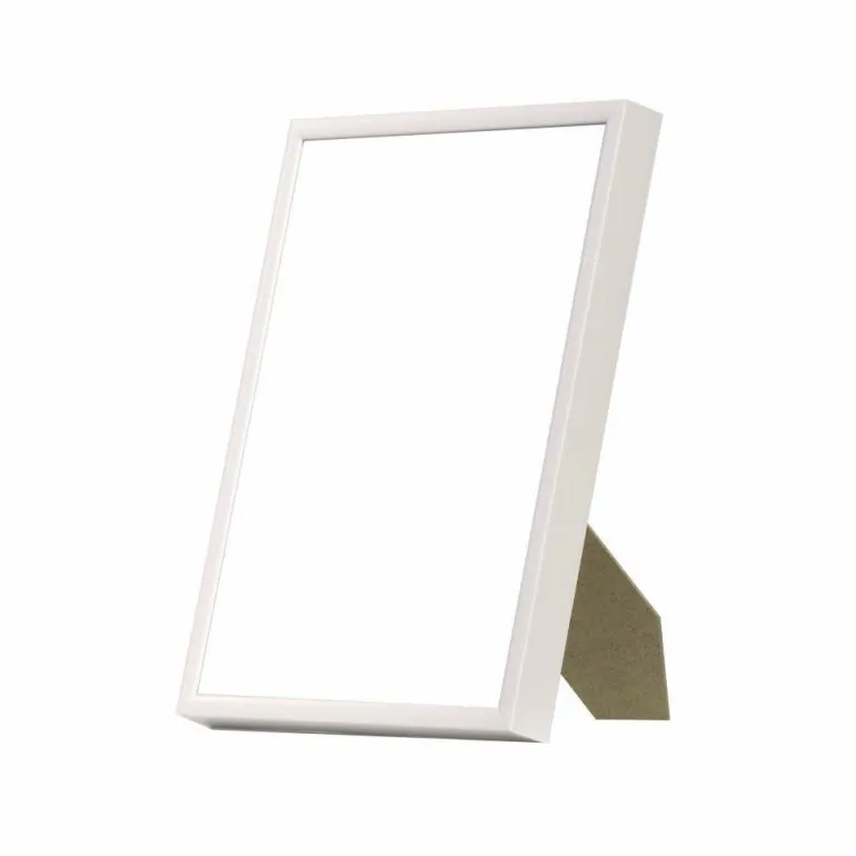 Hvid aluramme, blank, smal, 18x 24 cm, Type 9006