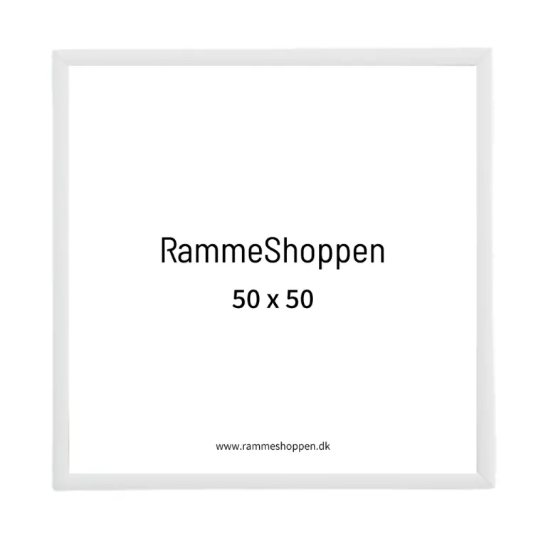 Hvid aluramme, blank, smal, 50 x 50 cm, Type 9006