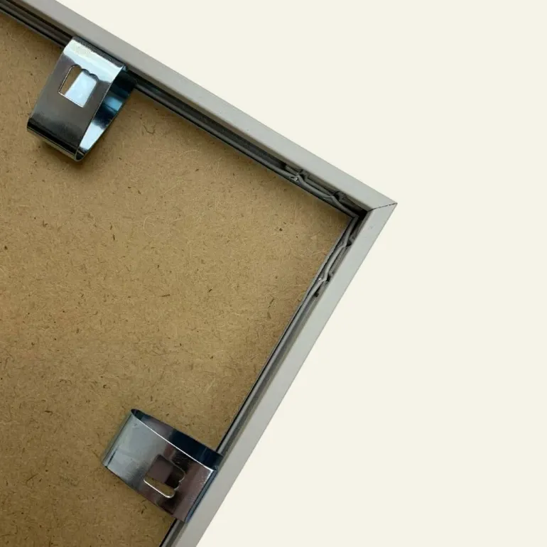 Hvid aluramme, blank, smal, 50 x 50 cm, Type 9006