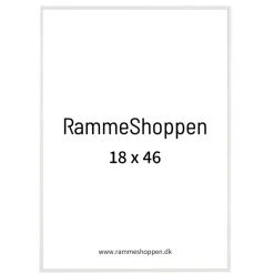 Hvid aluramme, blank, smal, 18 x 46 cm, Type 9006