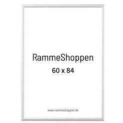 Hvid aluramme, blank, smal, 60 x 84 cm, A1, Type 9006