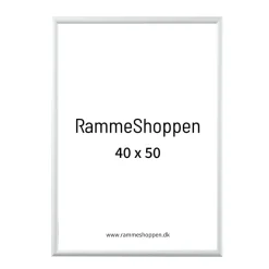 Hvid aluramme, blank, smal, 40 x 50 cm, Type 9006