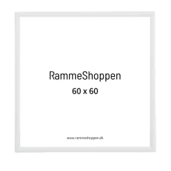 Hvid aluramme, blank, smal, 60 x 60 cm, Type 9006