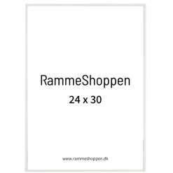 Hvid aluramme, blank, smal, 24 x 30 cm, Type 9006