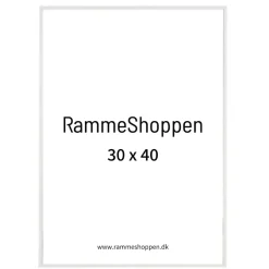 Hvid aluramme, blank, smal, 30 x 40 cm, Type 9006