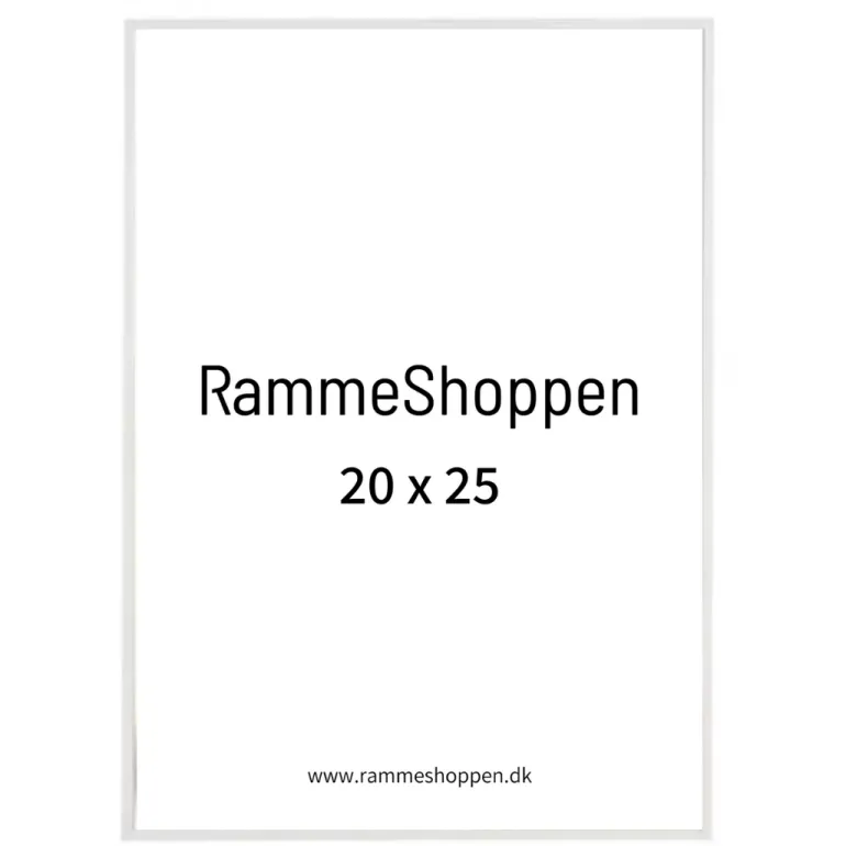 Hvid aluramme, blank, smal, 20 x 25 cm, Type 9006