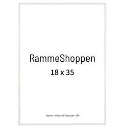 Hvid aluramme, blank, smal, 18 x 35 cm, Type 9006