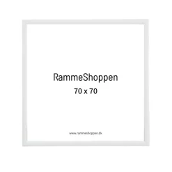 Hvid aluramme, blank, smal, 70 x 70 cm, Type 9006