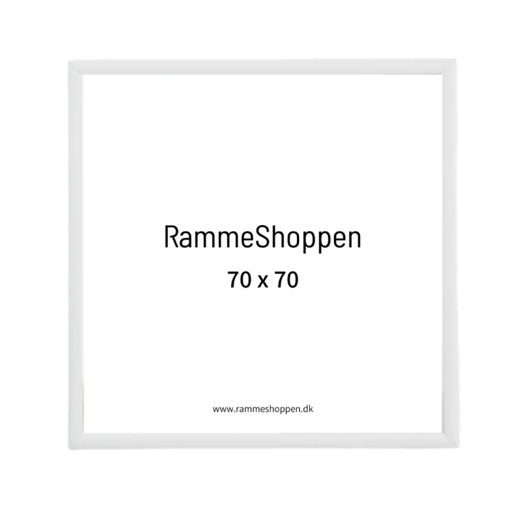Hvid aluramme, blank, smal, 70 x 70 cm, Type 9006