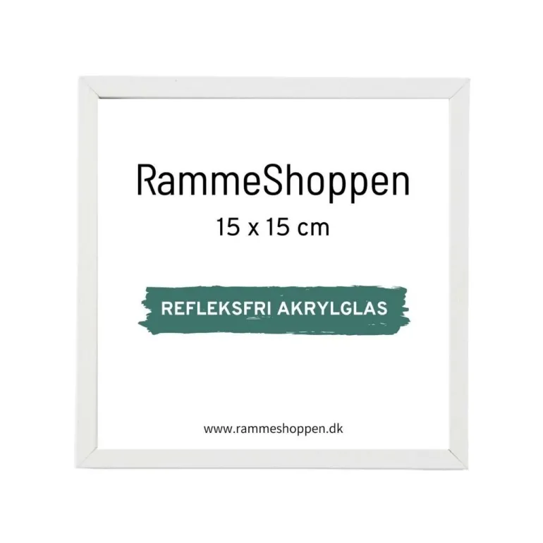 Hvid træramme, refleksfri, smal, 15 x 15 cm, Type 860