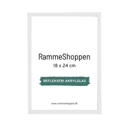 Hvid træramme, refleksfri, smal, 18 x 24 cm, Type 860