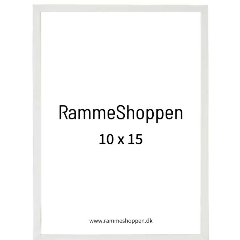 Hvid træramme, smal, 10 x 15 cm, Type 860
