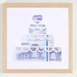 Pengegaveramme, Bryllupskage, 20x20 cm