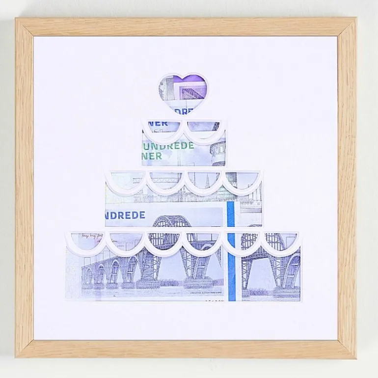 Pengegaveramme, Bryllupskage, 20x20 cm