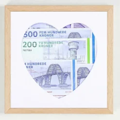 Pengegaveramme, Hjerte, 20x20 cm