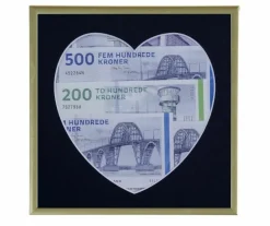 Pengegaveramme, Hjerte, 20x20 cm