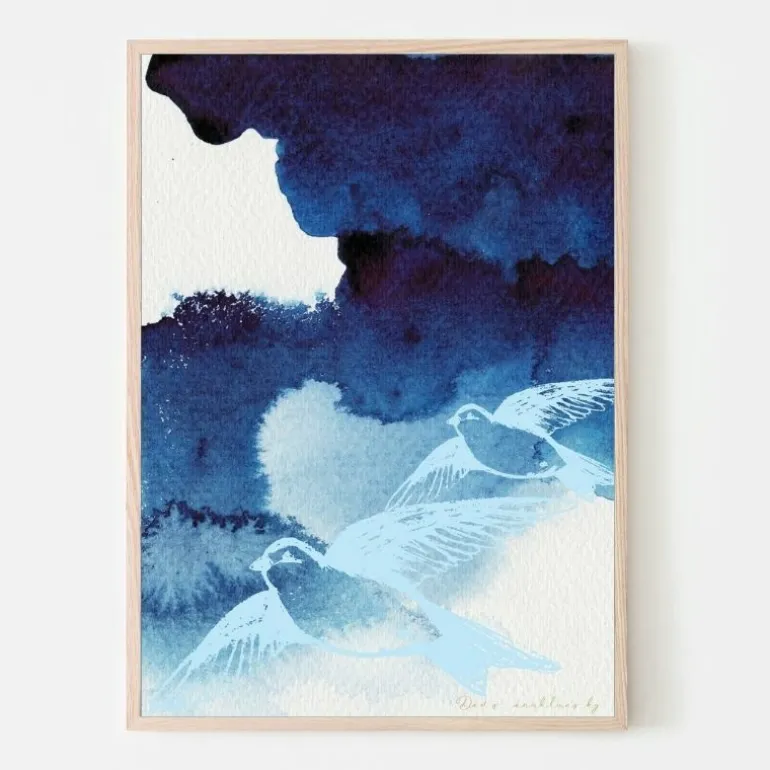 Plakat, Doves on a blue sky