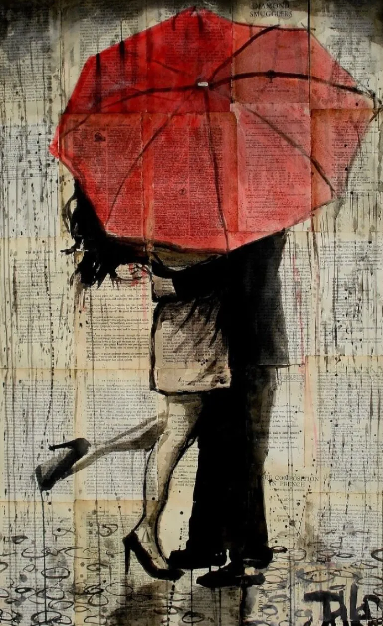 Plakat, Red umbrella hires, Loui Jover Art