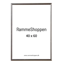 Sølvramme, aluminium, blank, smal, 40 x 60 cm, Type 9013