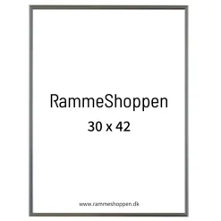 Sølvramme, aluminium, blank, smal, 30 x 42 cm, A3, Type 9013
