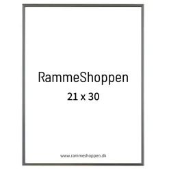 Sølvramme, aluminium, blank, smal, 21 x 30 cm, A4, Type 9013
