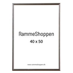 Sølvramme, aluminium, blank, smal, 40 x 50 cm, Type 9013