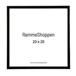 Sort aluramme, blank, smal, 20 x 20 cm, Type 9017