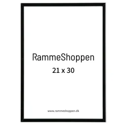 Sort aluramme, blank, smal, 21 x 30 cm, A4, Type 9017