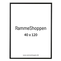 Sort aluramme, mat, smal, 40 x 120 cm, Type 672