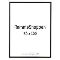 Sort aluramme, mat, smal, 80 x 100 cm, Type 672