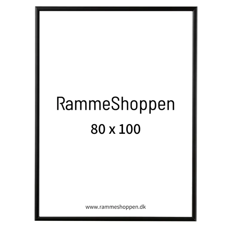 Sort aluramme, mat, smal, 80 x 100 cm, Type 672