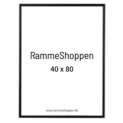 Sort aluramme, mat, smal, 40 x 80 cm, Type 672