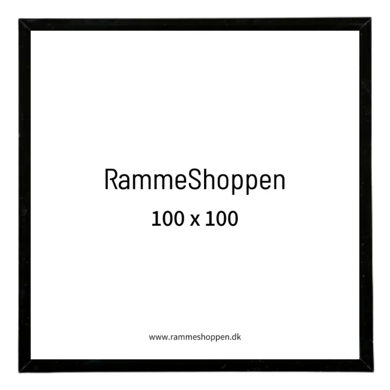 Sort aluramme, mat, smal, 100 x 100 cm, Type 672