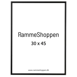 Sort aluramme, mat, smal, 30 x 45 cm, Type 672