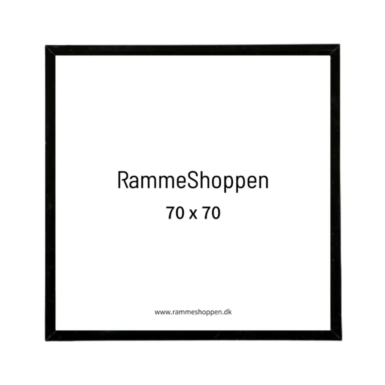 Sort aluramme, mat, smal, 70 x 70 cm, Type 672