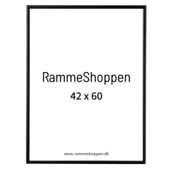 Sort aluramme, mat, smal, 42 x 60 cm, A2, Type 672