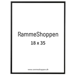 Sort aluramme, mat, smal, 18 x 35 cm, Type 672