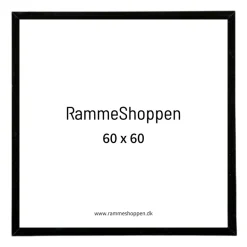 Sort aluramme, mat, smal, 60 x 60 cm, Type 672