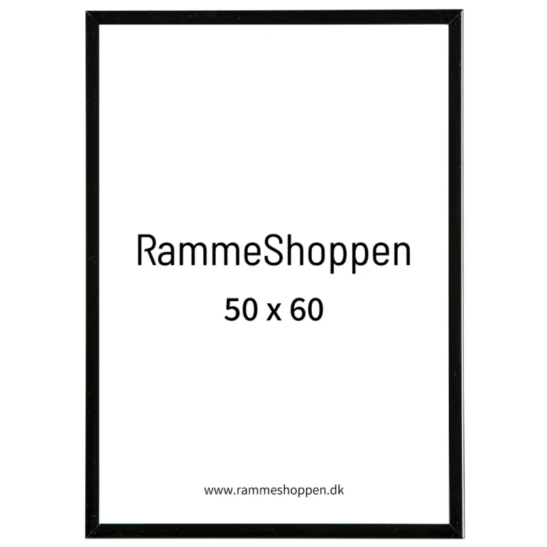 Sort aluramme, mat, smal, 50 x 60 cm, Type 672